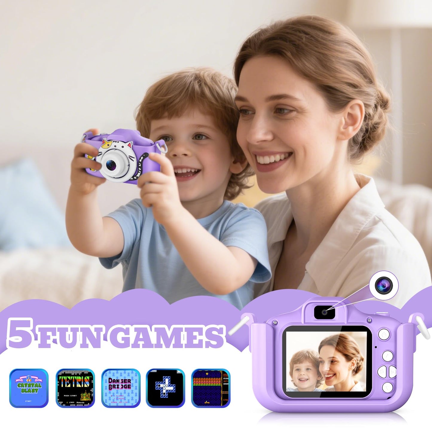 Kids Camera for Girls Boys Christmas Birthday Festival Gift for Kids,Digital Camera for Toddlers Toys for 3 4 5 6 7 8 9 10 11 12 Year Old