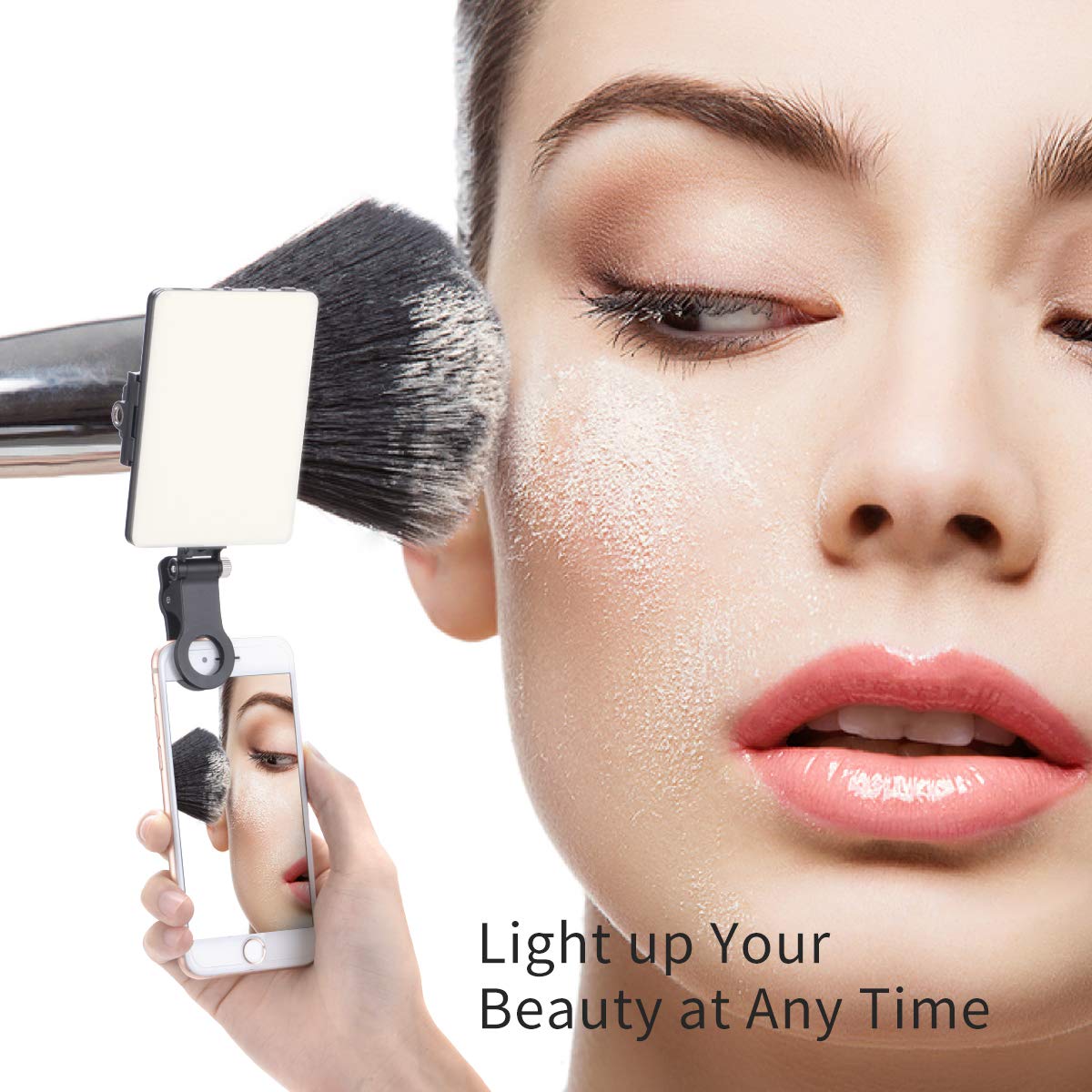 LuxeLine Rechargeable 60-LED Clip Video Light with Dual Clips - 3 Modes & 10 Brightness Levels for Phones, Laptops, TikTok, Zoom Calls & Makeup (Micro USB/Type-C)