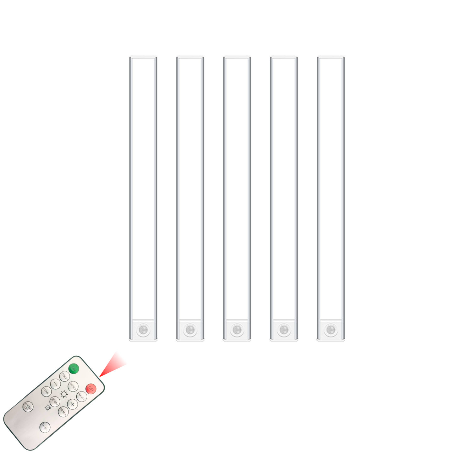 LuxeLine 5-Pack USB Rechargeable Under Cabinet Lights with Motion Sensor & Remote - 350 Lumen, 3 Color Temps, 2500mAh Battery, Mount for Kitchen/Closet