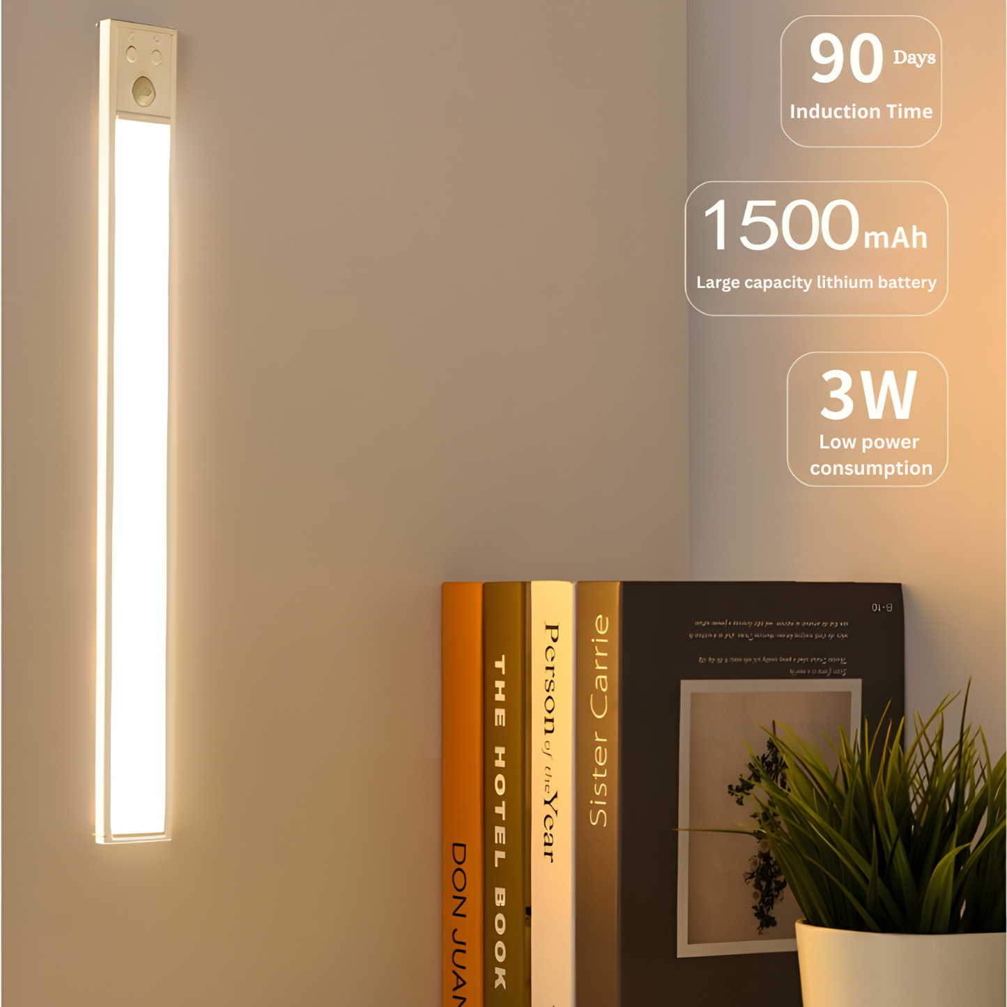 LuxeLine 5-Pack USB Rechargeable Under Cabinet Lights with Motion Sensor & Remote - 350 Lumen, 3 Color Temps, 2500mAh Battery, Mount for Kitchen/Closet