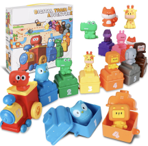 LuxeLine Montessori Matching Train Toy Set – 1 Locomotive + 9 Carriages with Animal Figures, Color & Number Sorting, Hand-Puppet Animals, Early Learning Gift for Toddlers