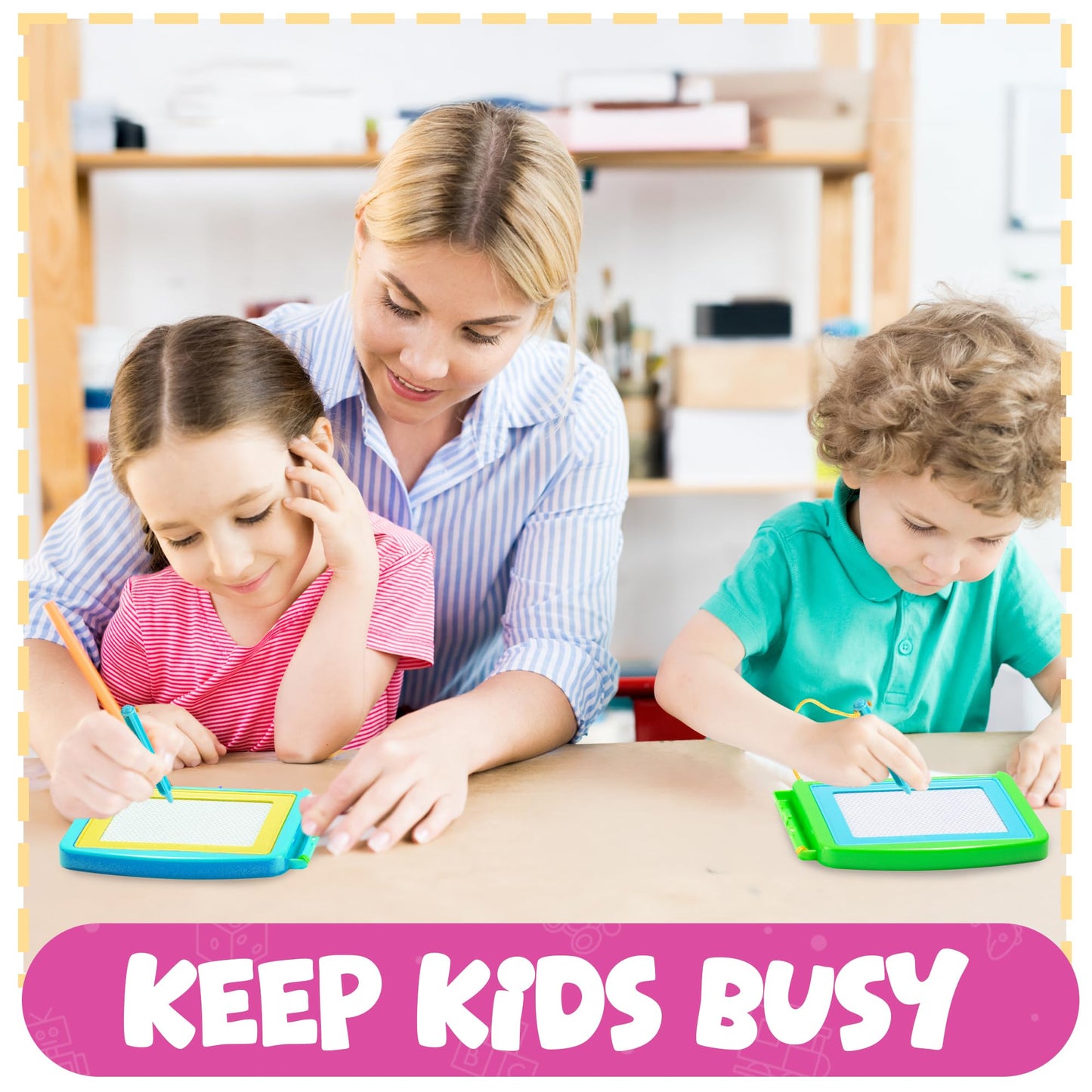 LuxeLine Magnetic Drawing Board for Kids – Dual-Sided Sketch & Doodle Board with Magnetic Pen & Stamps, Educational Toy for Toddlers & Preschoolers