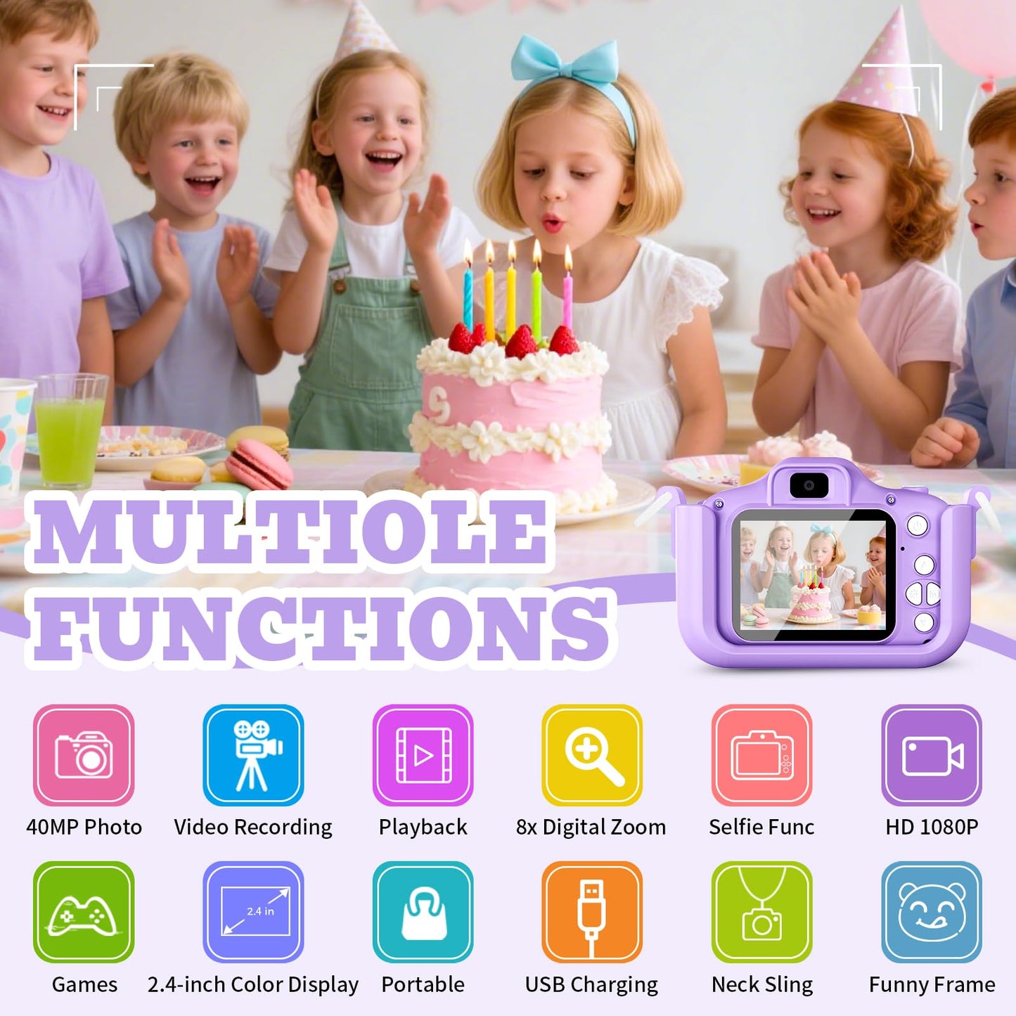 Kids Camera for Girls Boys Christmas Birthday Festival Gift for Kids,Digital Camera for Toddlers Toys for 3 4 5 6 7 8 9 10 11 12 Year Old
